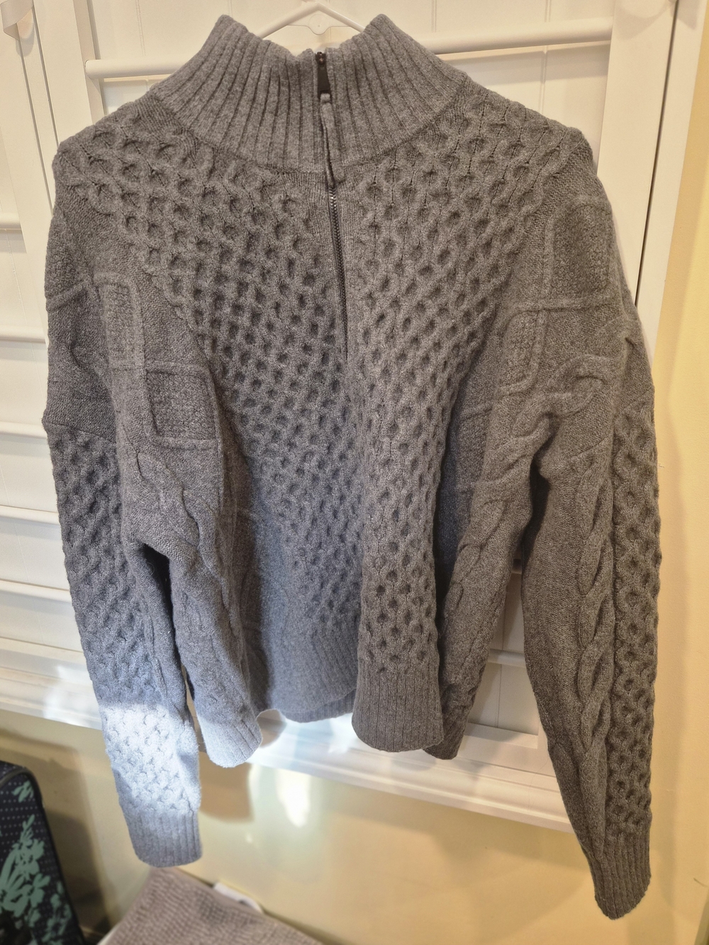 Lole Gray Cable Knit Half-Zip Sweater